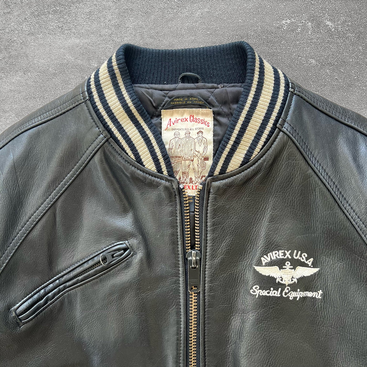 1990s Avirex Logo Leather Varsity Jacket – Ametora