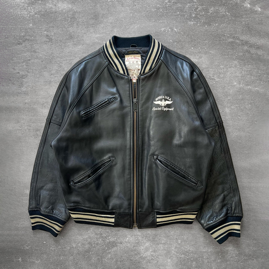 1990s Avirex Logo Leather Varsity Jacket