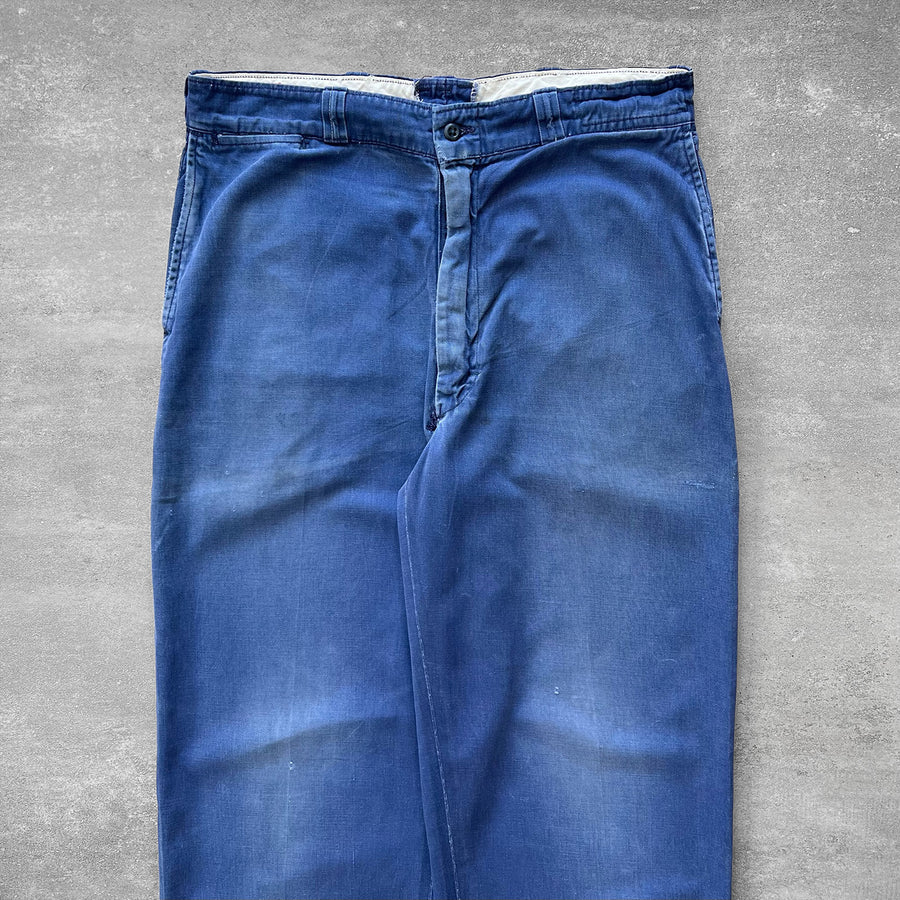1950s Military Chinos Faded Blue 31