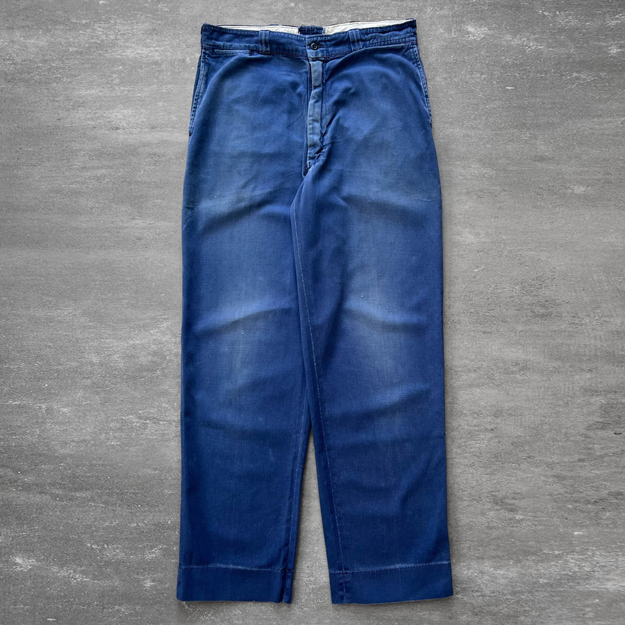 1950s Military Chinos Faded Blue 31