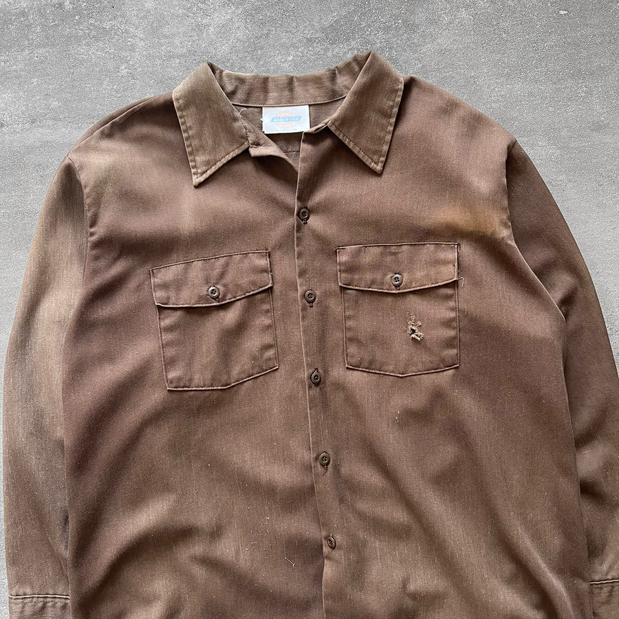 1990s Dickies Faded Brown Work Shirt