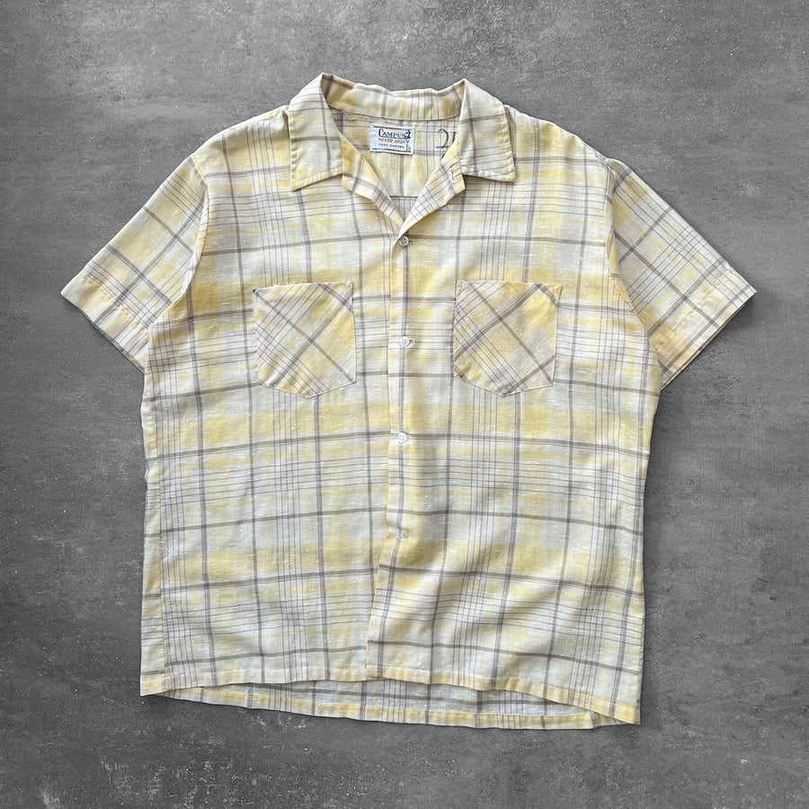 1960s Campus Yellow Plaid Shirt