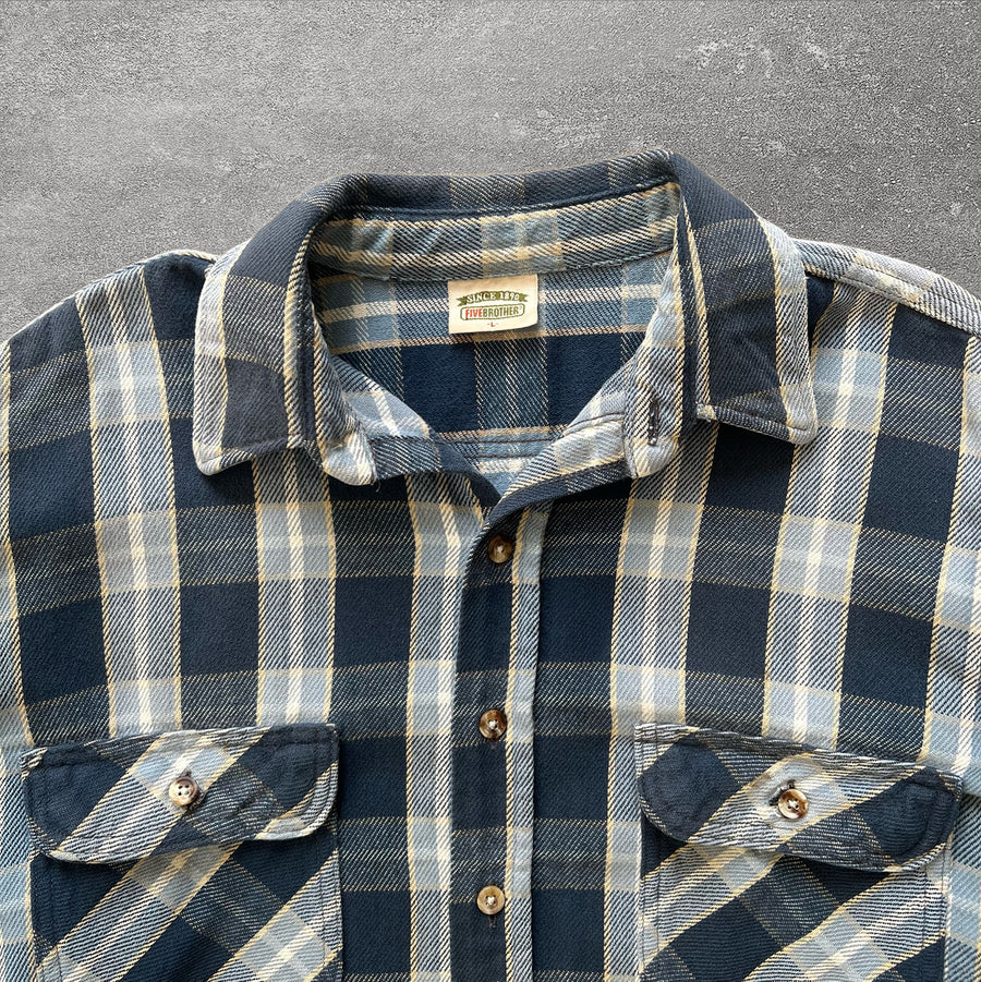 1990s Five Brothers Blue Flannel