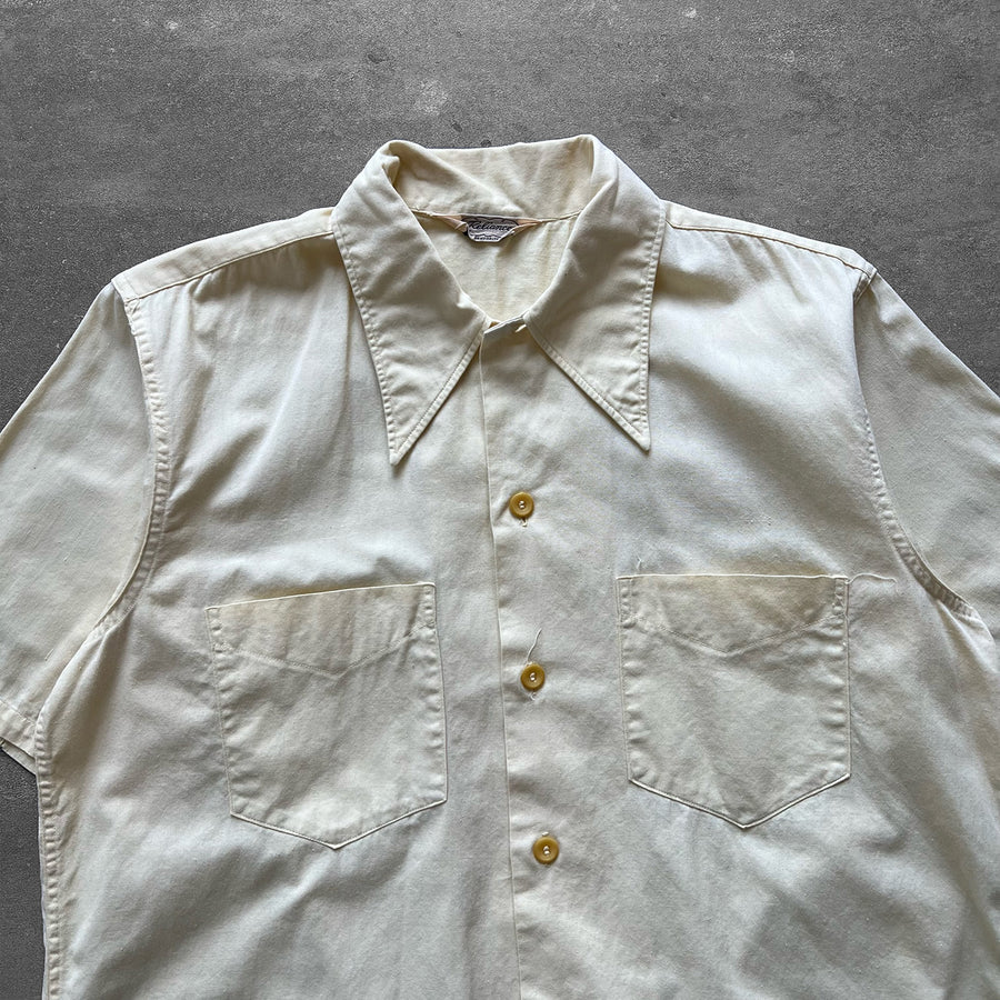 1950s Reliance Sanforized Pale Yellow Button Up