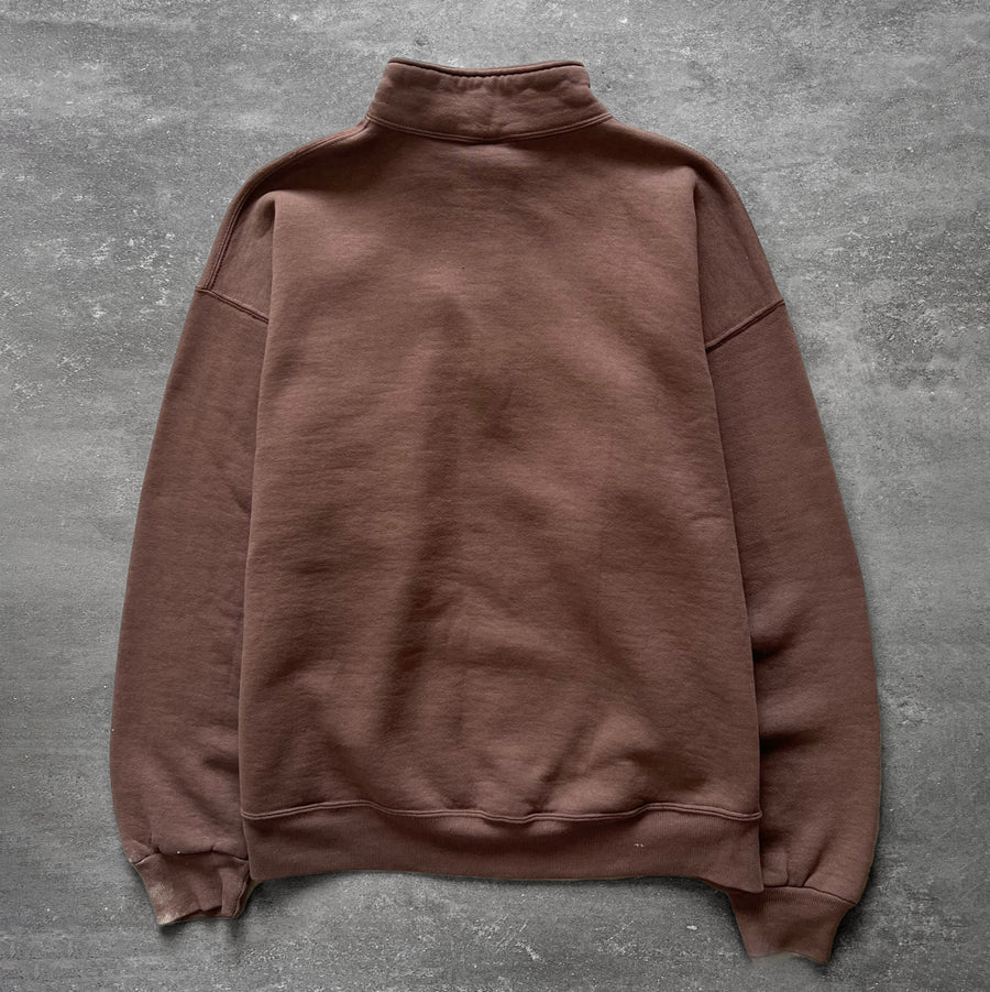 1990s Russell Quarter Zip Faded Brown