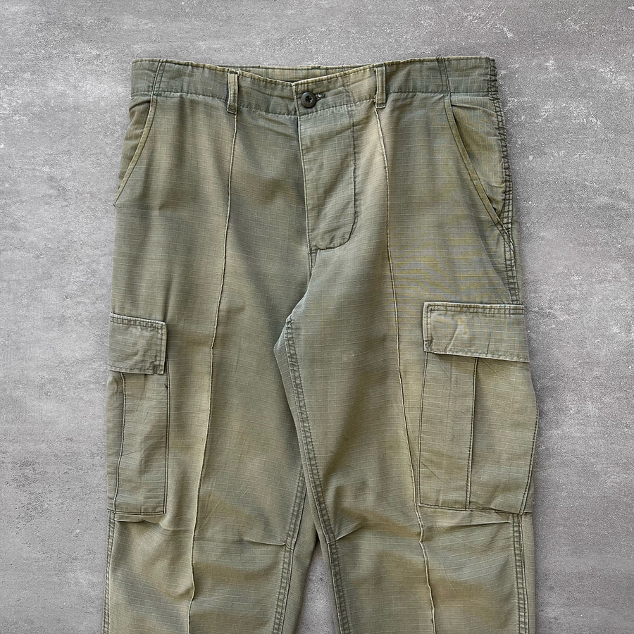 1990s Combat Trousers Sun Faded Green 34