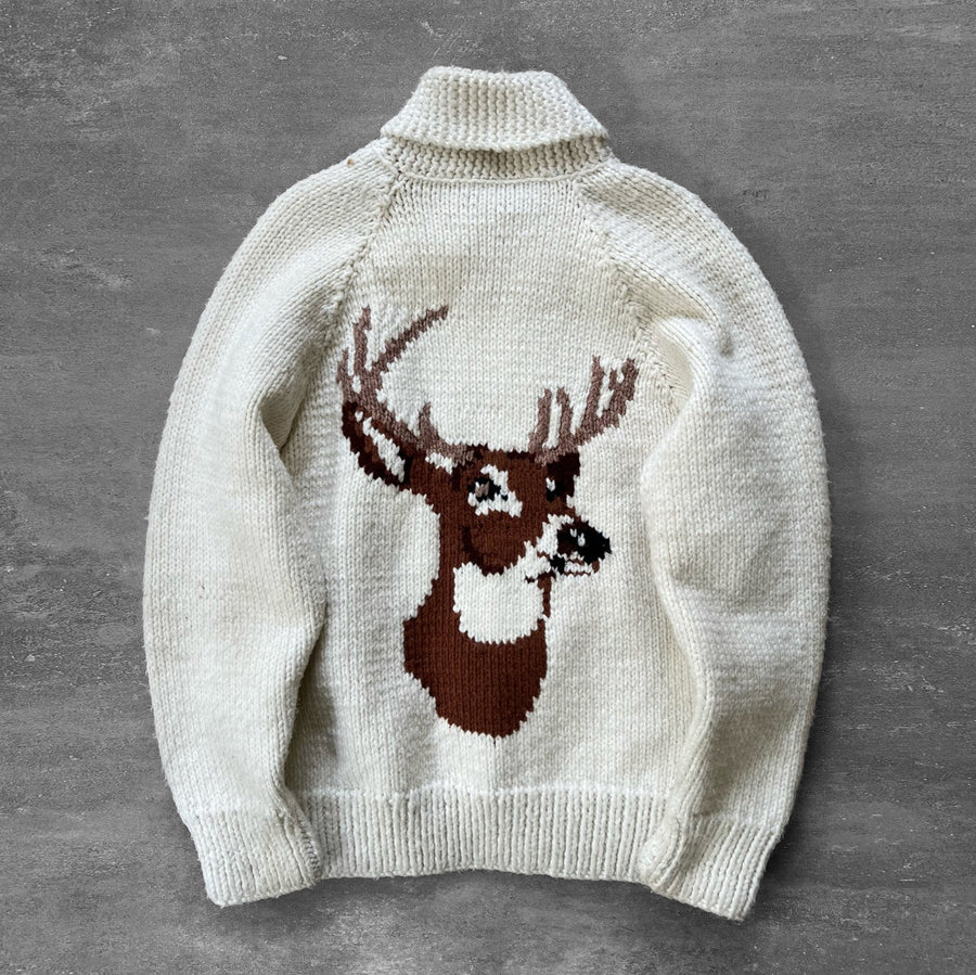 1960s Kowichan Deer Zip Sweater
