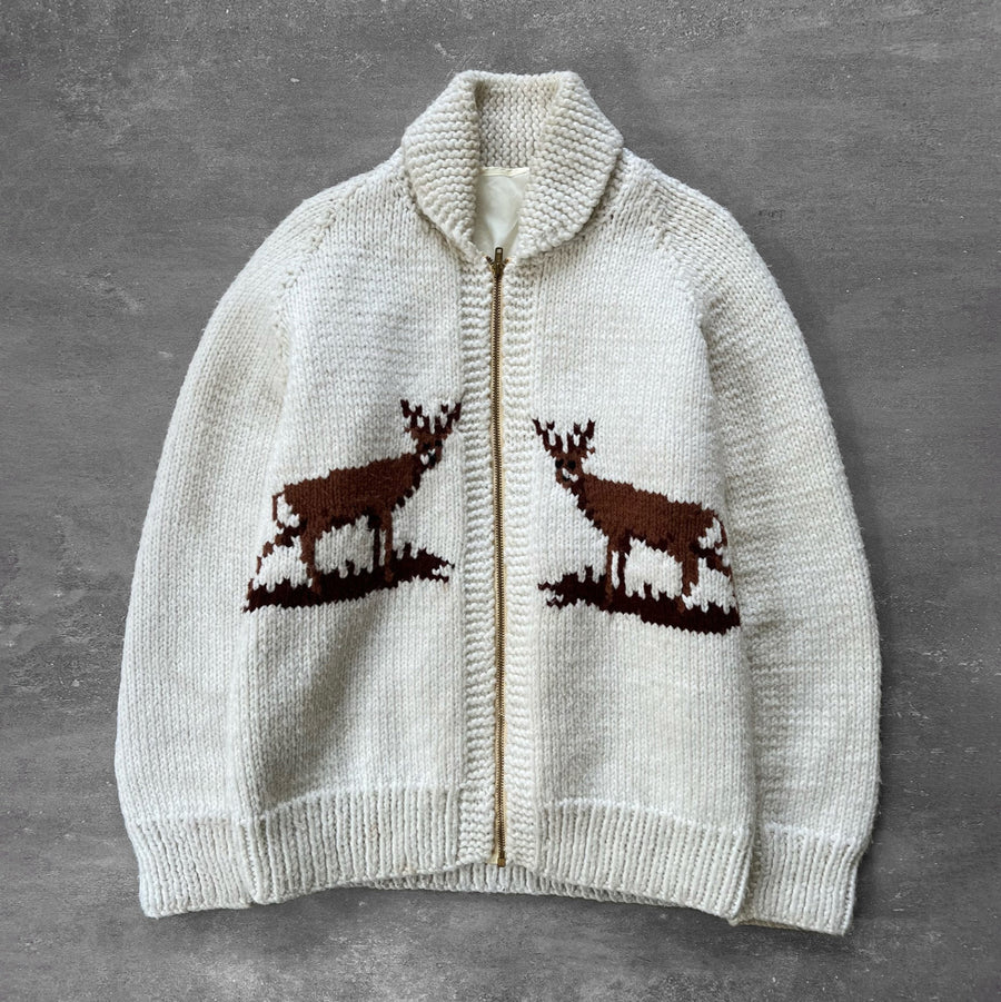 1960s Kowichan Deer Zip Sweater