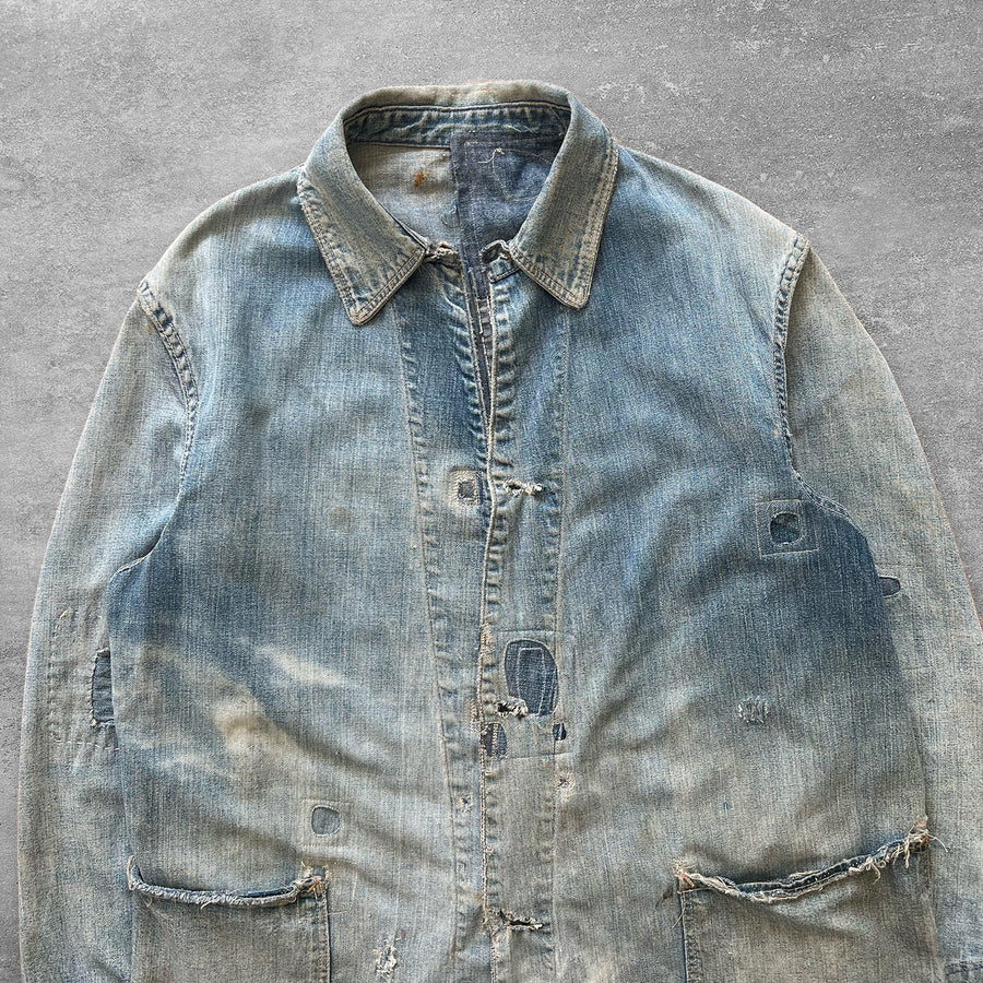 1940s Denim Chore Coat Farm Repairs