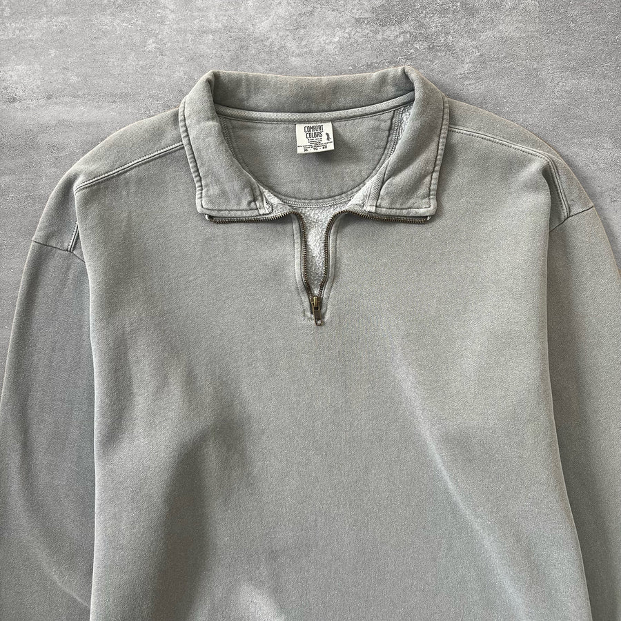 1990s Faded Gray Quarter Zip Sweatshirt