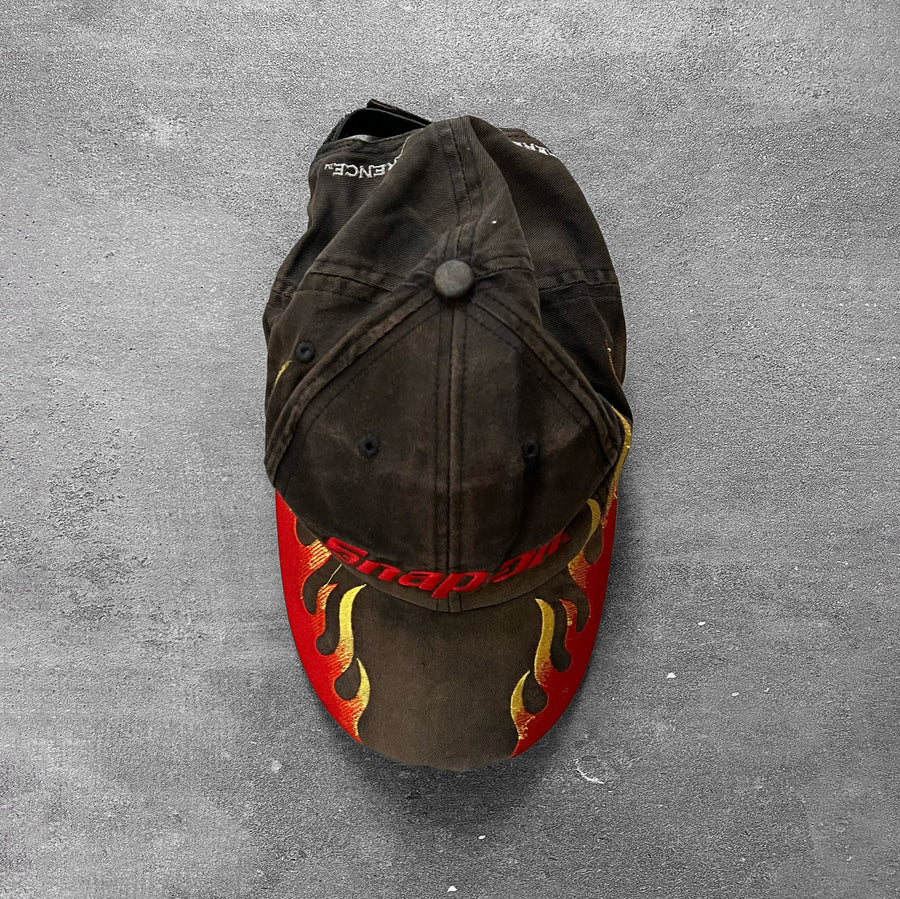 Snap Button Dad Cap 2000s Snap-On Sun Faded Flame Dad Cap – Ametora