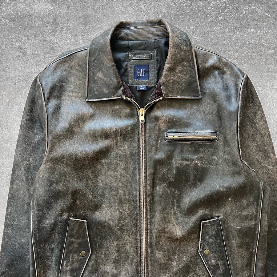 2000s Gap Trench Leather Jacket