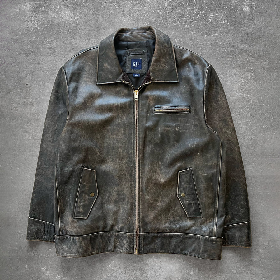 2000s Gap Trench Leather Jacket