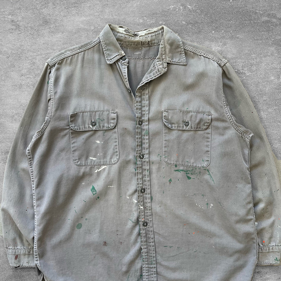 1980s Work Shirt Distressed Paint