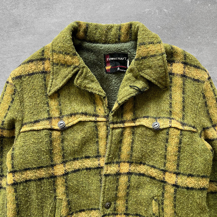 1970s Towncraft Green Yellow Plaid Coat