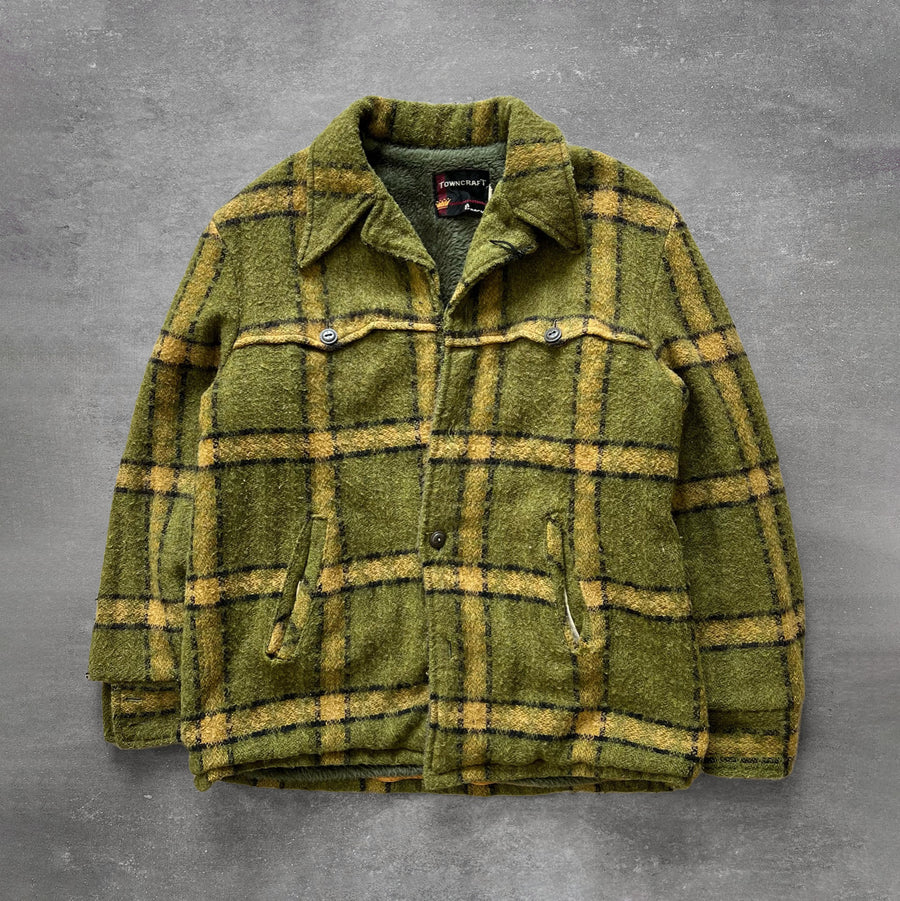 1970s Towncraft Green Yellow Plaid Coat