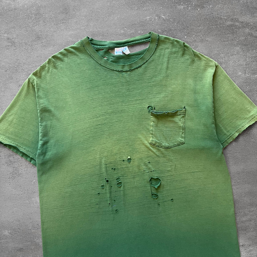 2000s Hanes Sun Faded Green Tee