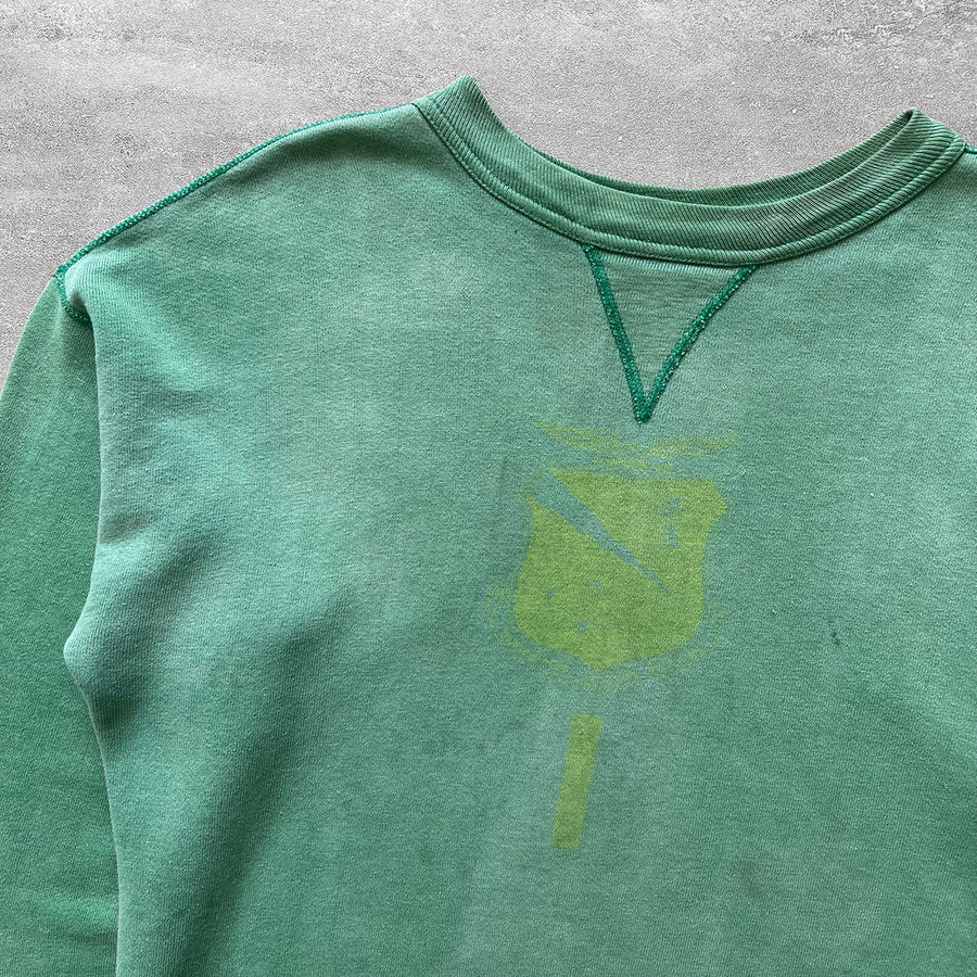 1950s Faded Green Military Officer Sweatshirt