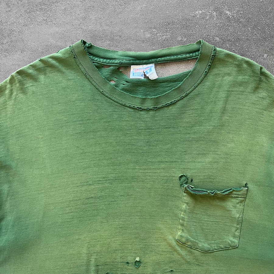 2000s Hanes Sun Faded Green Tee