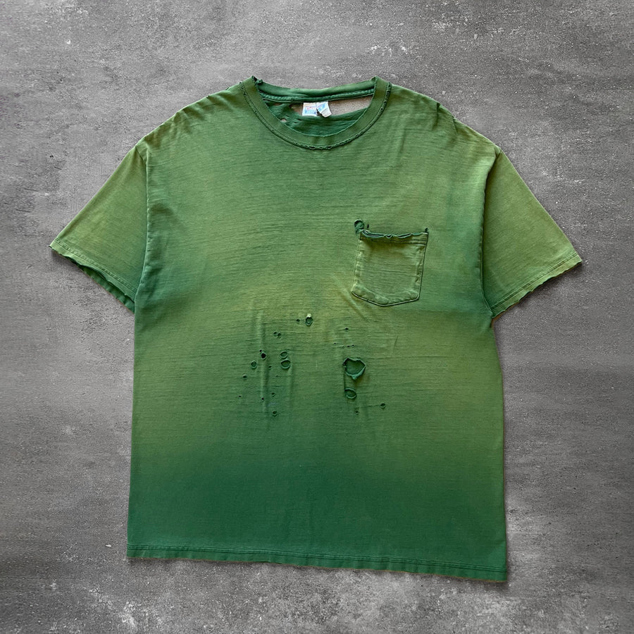 2000s Hanes Sun Faded Green Tee