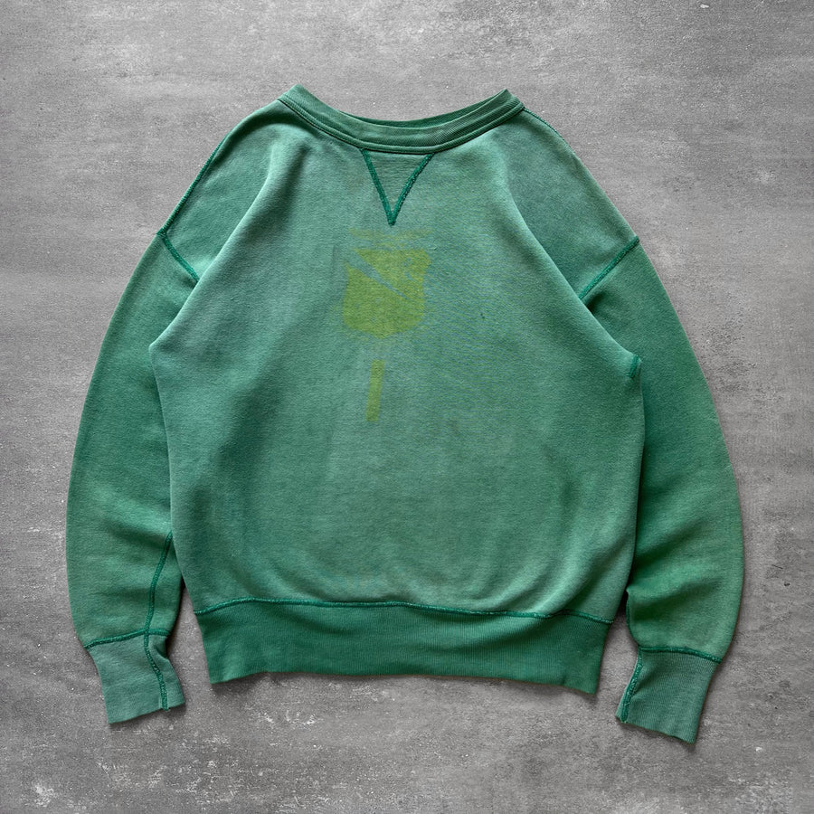 1950s Faded Green Military Officer Sweatshirt