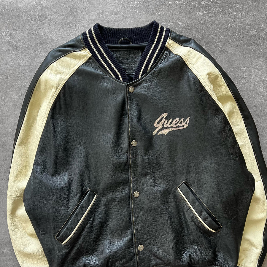 1990s Guess Leather Varsity Jacket
