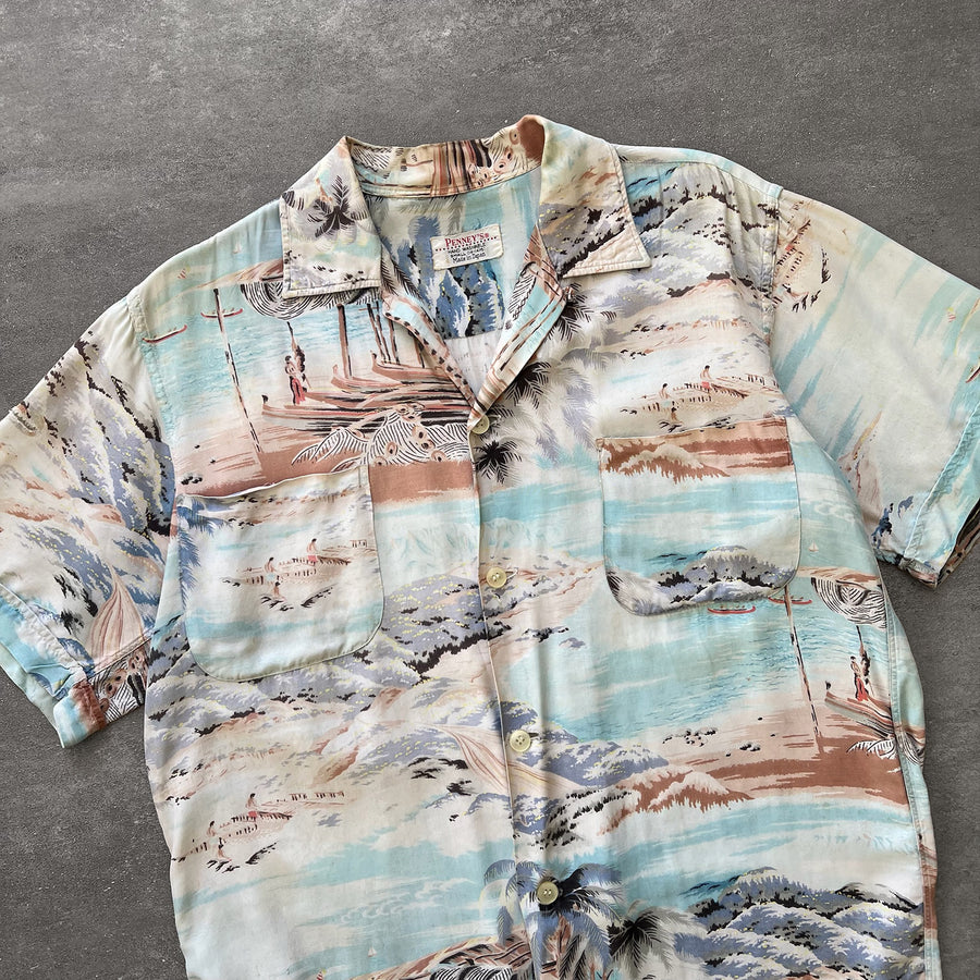1940s Penney's Rayon Hawaiian Shirt