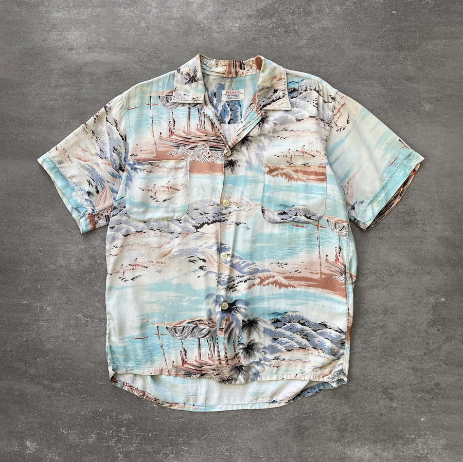 1940s Penney's Rayon Hawaiian Shirt