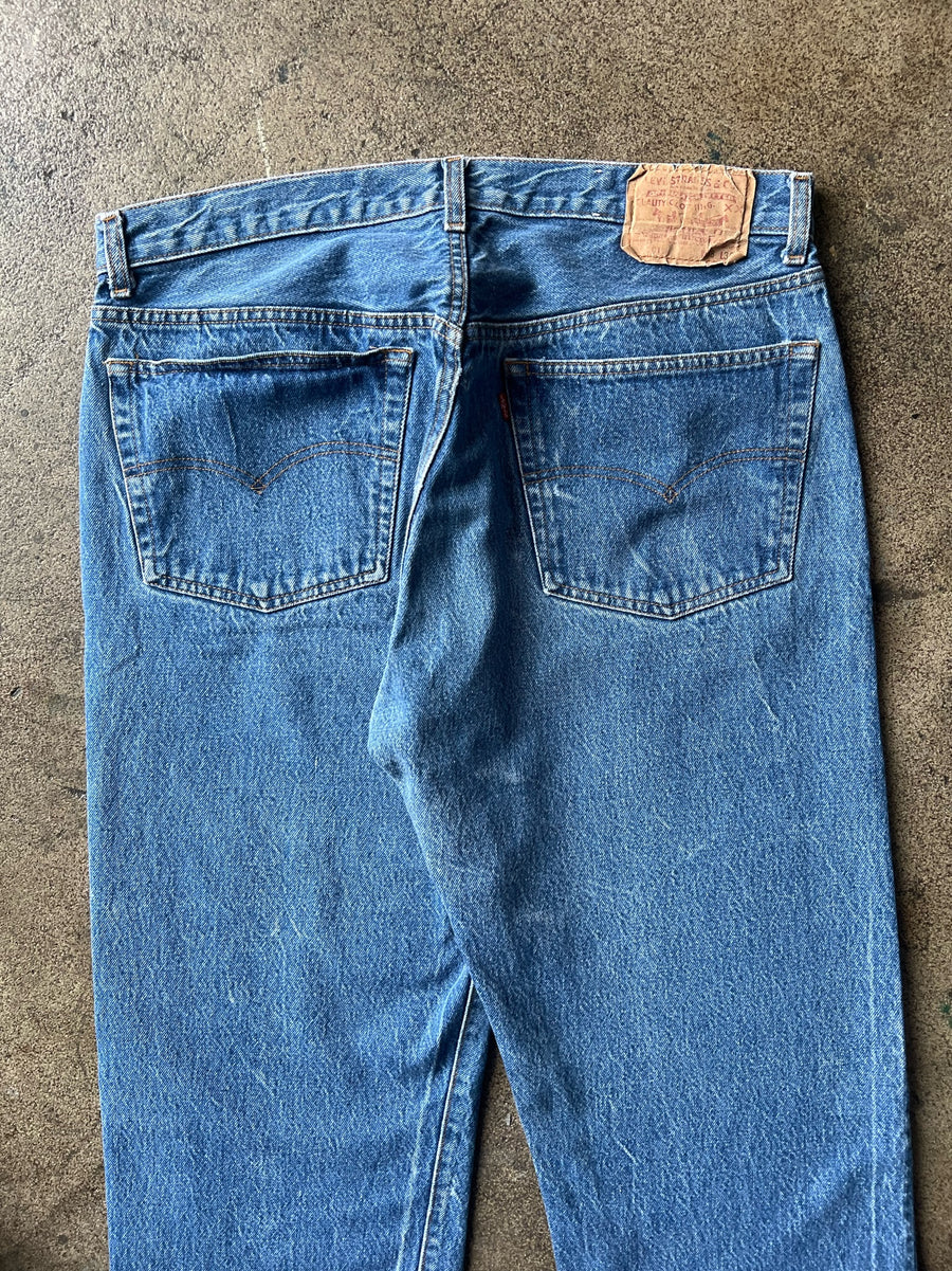 1990s Levi's 501xx Slightly Faded Blue Jeans 35