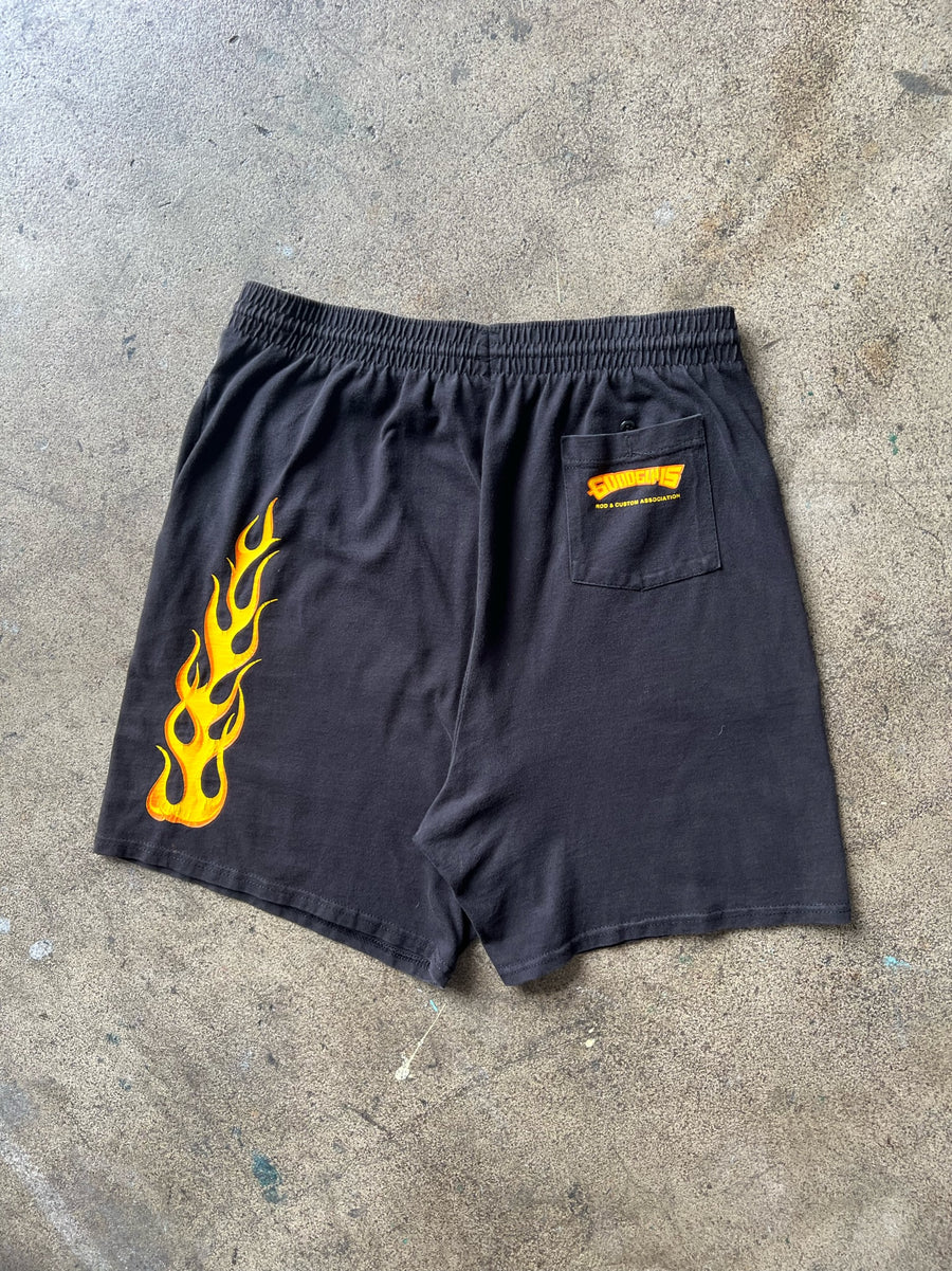 1990s Soffe Faded Black Flame Shorts