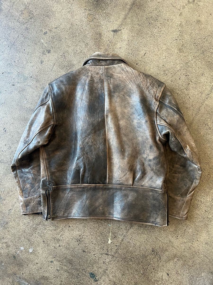 1990s Faded Brown Leather Jacket