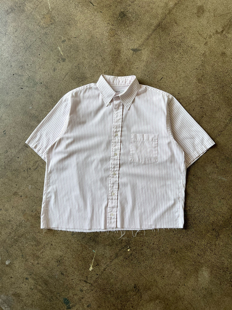 1990s Cropped Striped Dress Shirt