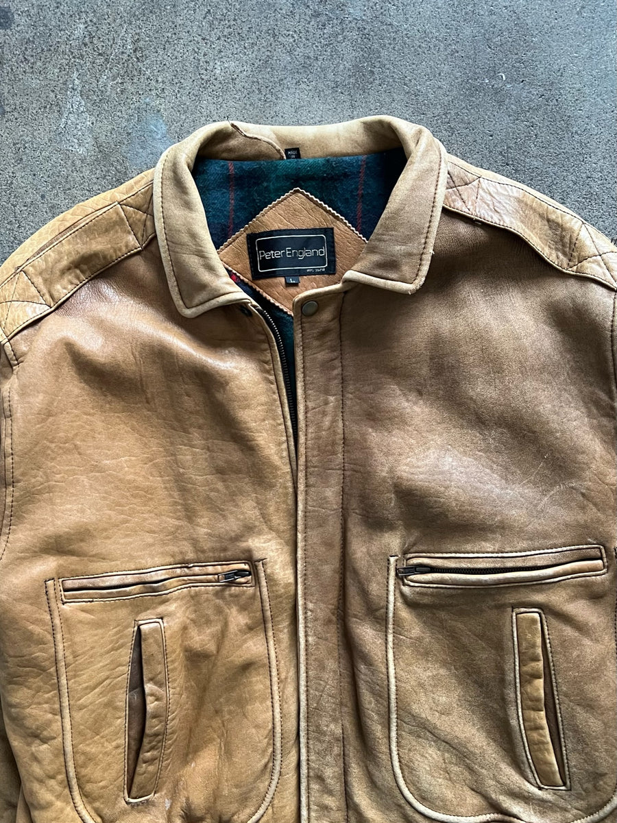 1990s Peter England A2 Caramel Leather Jacket