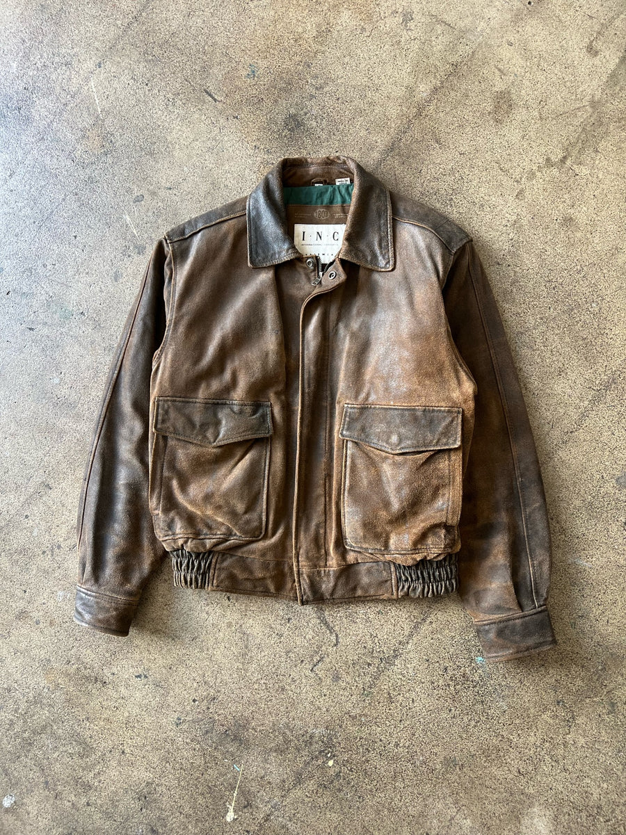 1990s A2 Brown Textured Leather Jacket