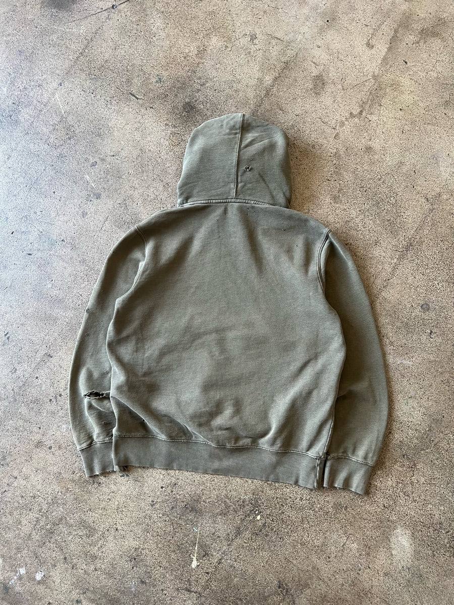 2000s Thrashed Sun Faded Green Hoodie