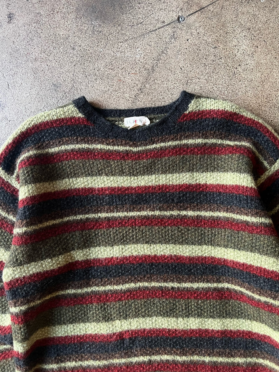 2000s J Crew Striped Boxy Wool Sweater