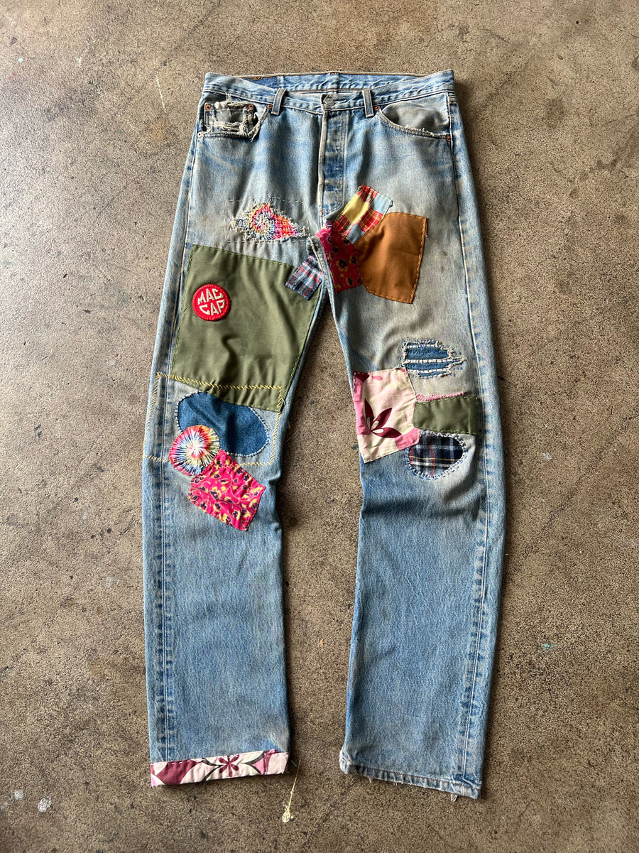 1990s Levi's 501 Hippie Patchwork Jeans 34