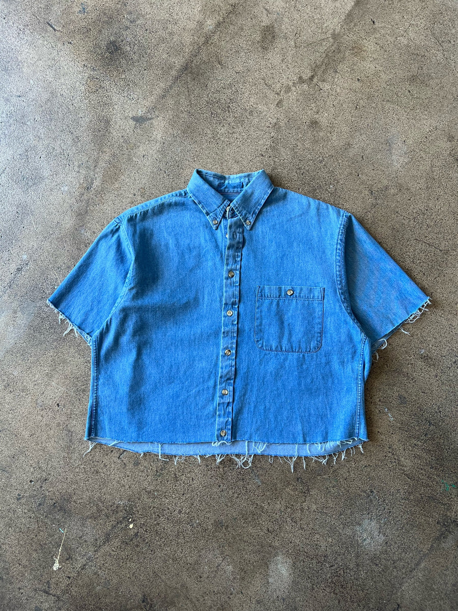 1990s Cropped + Chopped One Pocket Dress Shirt