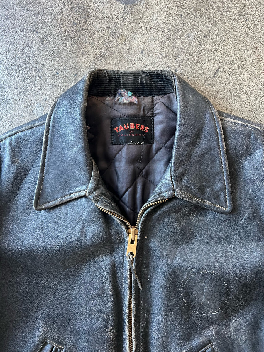 1960s Taubers Faded Black Leather Jacket