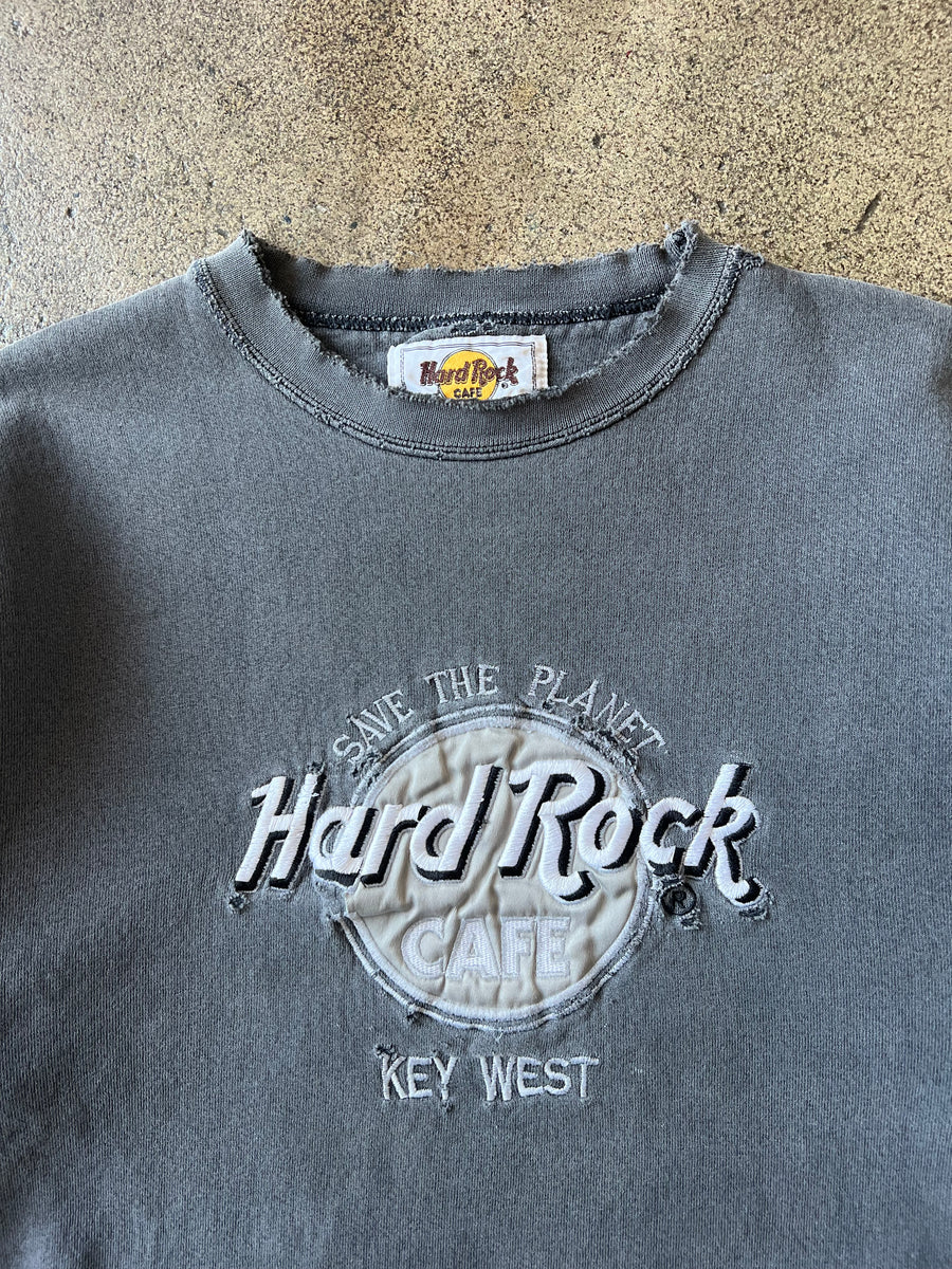 1990s Hard Rock Faded Black Crewneck