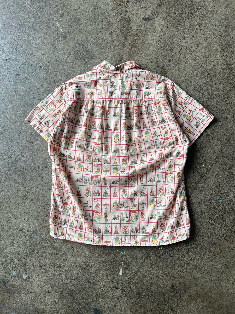 1950s Skyline Mexican Motif Shirt