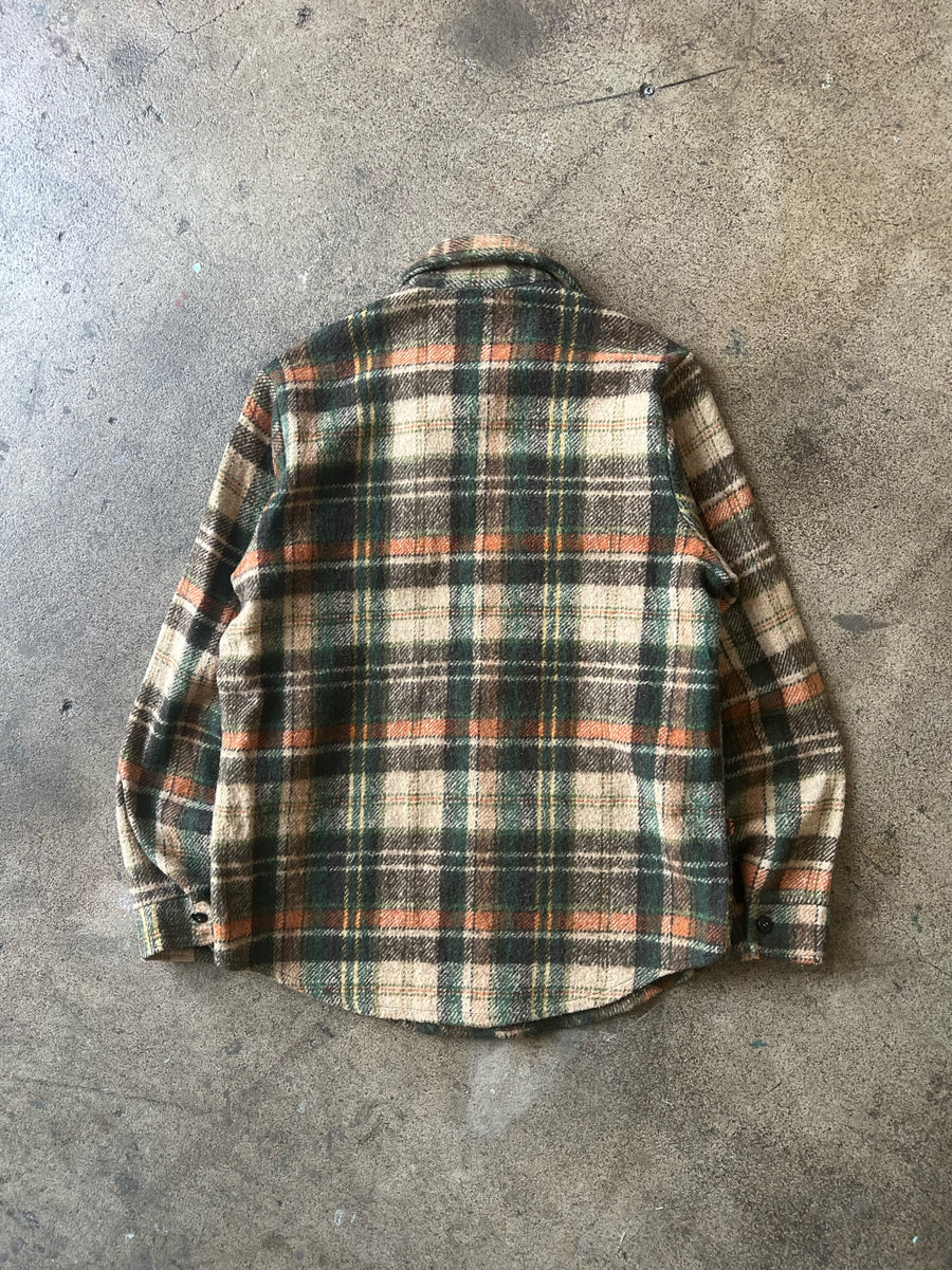 1980s Two Pocket Plaid Flannel Shirt Jacket