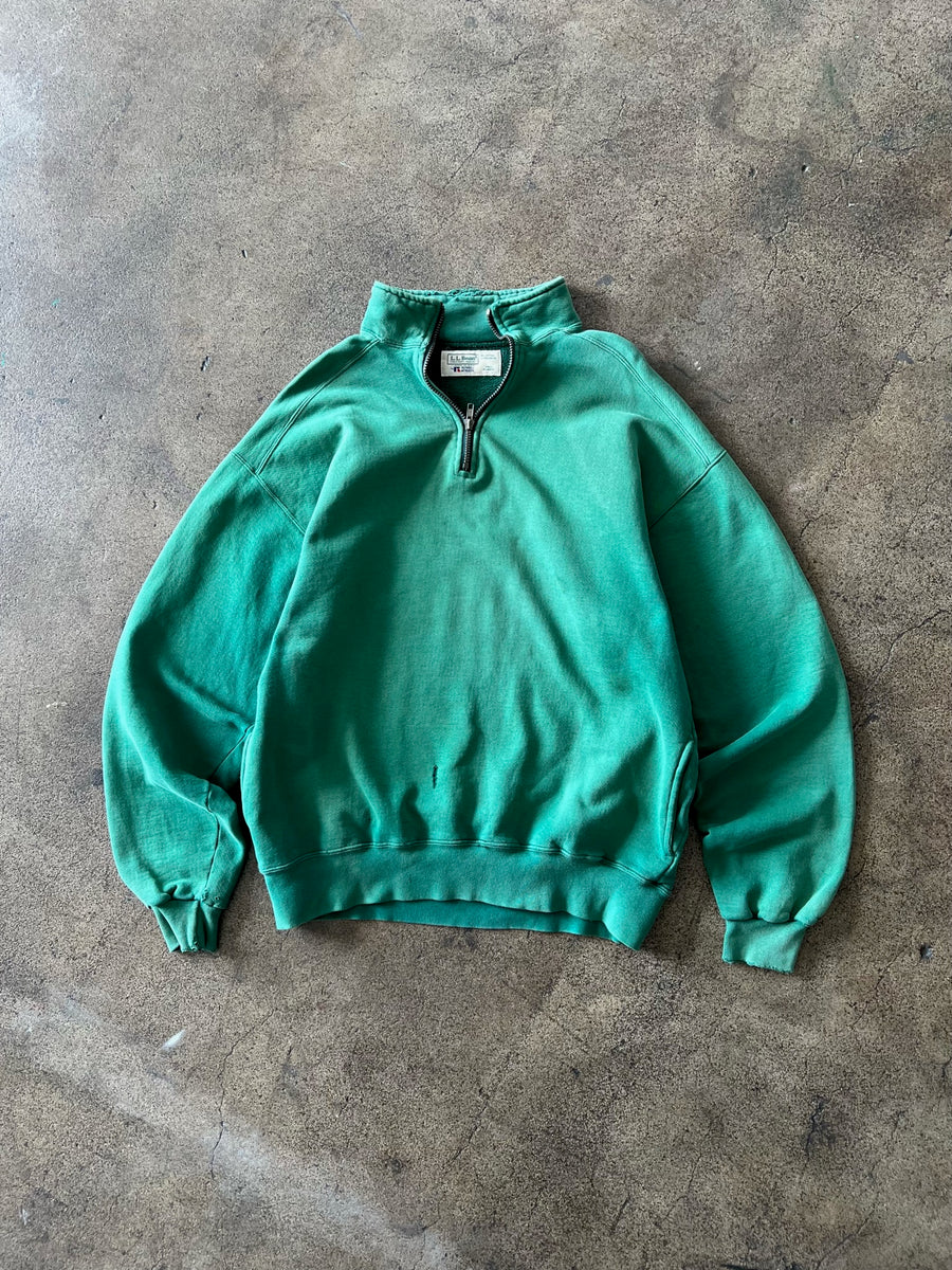 1990s Russell x LL Bean Faded Green Quarter Zip Sweatshirt