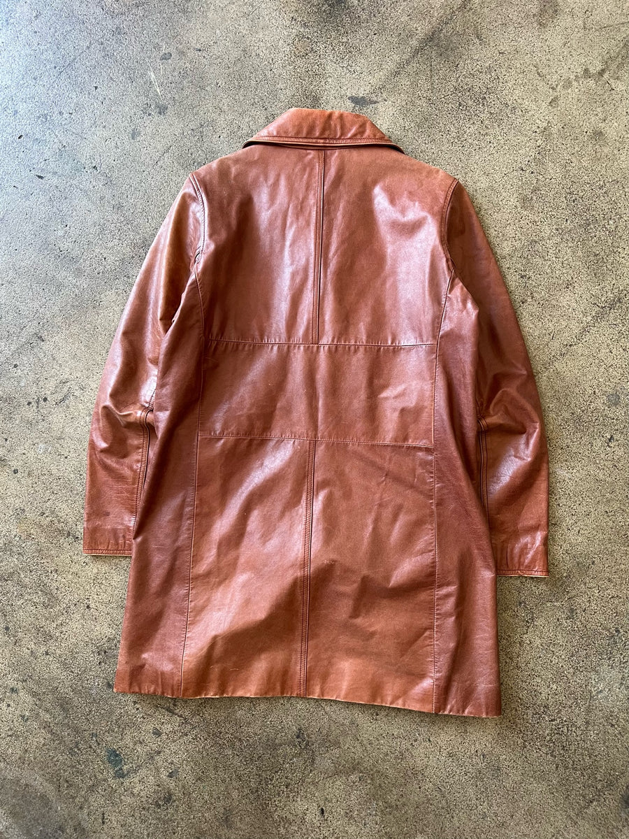 1990s Express Faded Red Leather Jacket