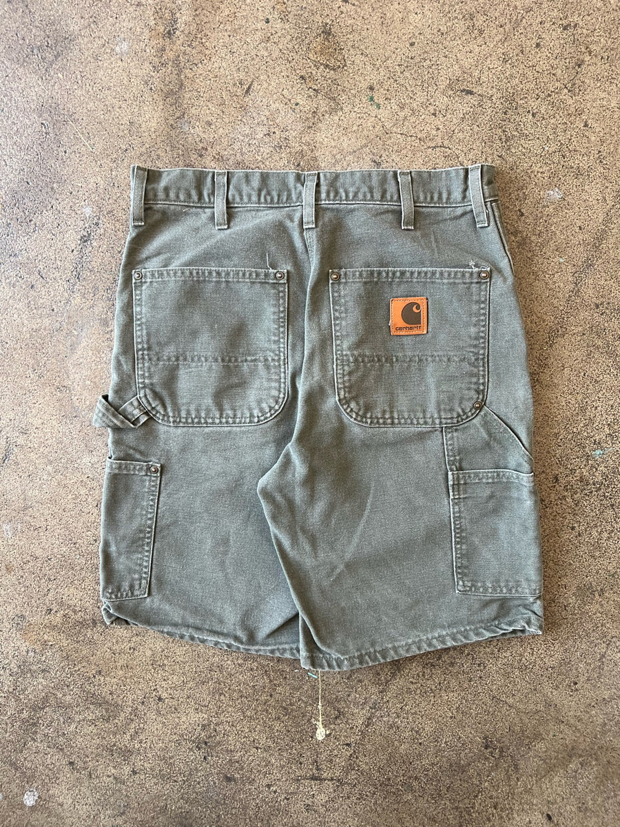 1990s Carhartt Moss Green Double Knee Shorts 30