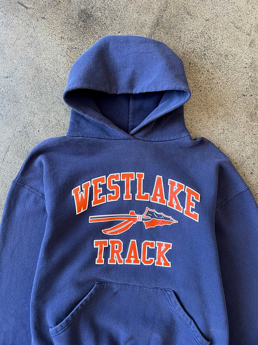 1990s Westlake Track Faded Blue Hoodie