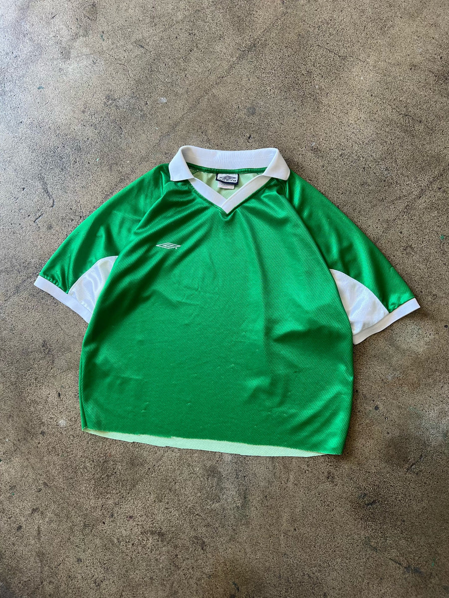 1990s Umbro Cropped Green Soccer Shirt