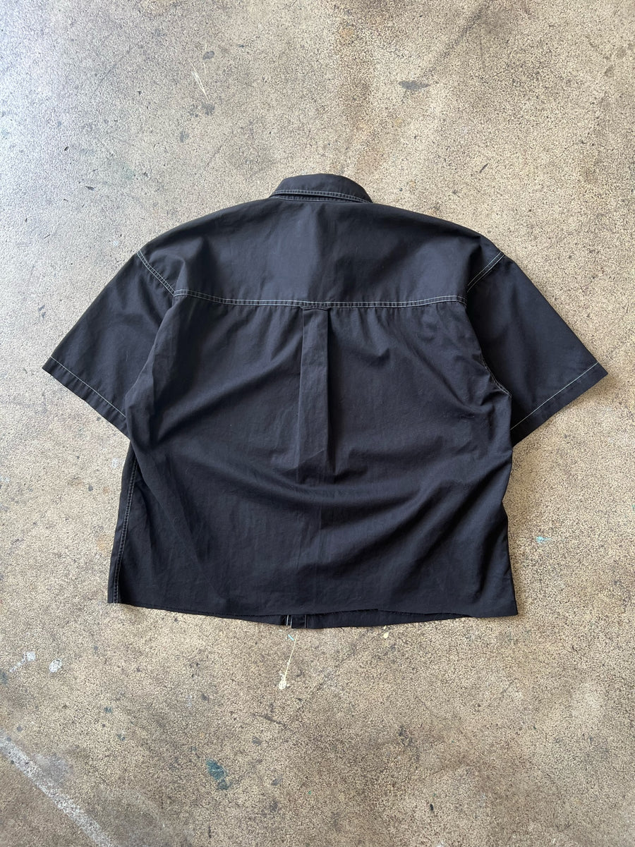 2000s Chaps Overdyed Black Cropped Shirt