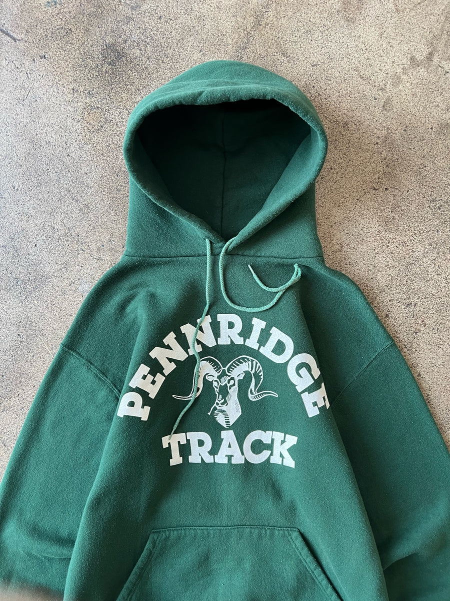 1980s Russell Pennridge Track Faded Green Hoodie