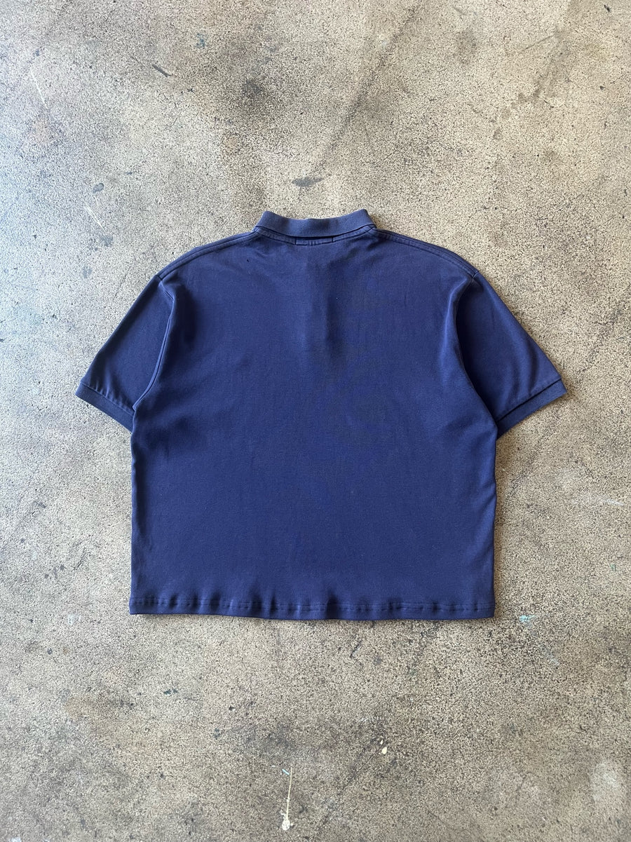2000s Ralph Lauren Faded Blue Cropped Polo Shirt